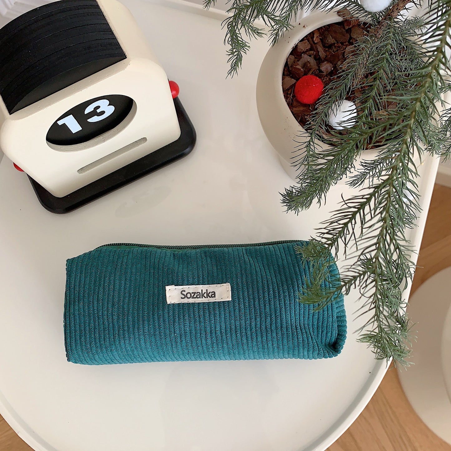 Cute Minimalist Classic Pure Color Corduroy Makeup Bag, Cosmetic Organizer, Makeup Toiletry Organizer, Travel Pouch, Cute Pencil Case