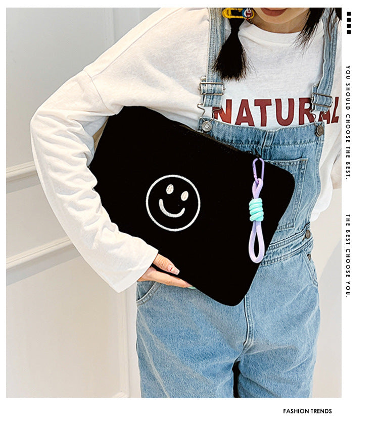 Quilted Cute Embroidered Smiley face iPad Bag, iPad Sleeve,iPad Bag,Laptop Sleeve,Laptop Bag