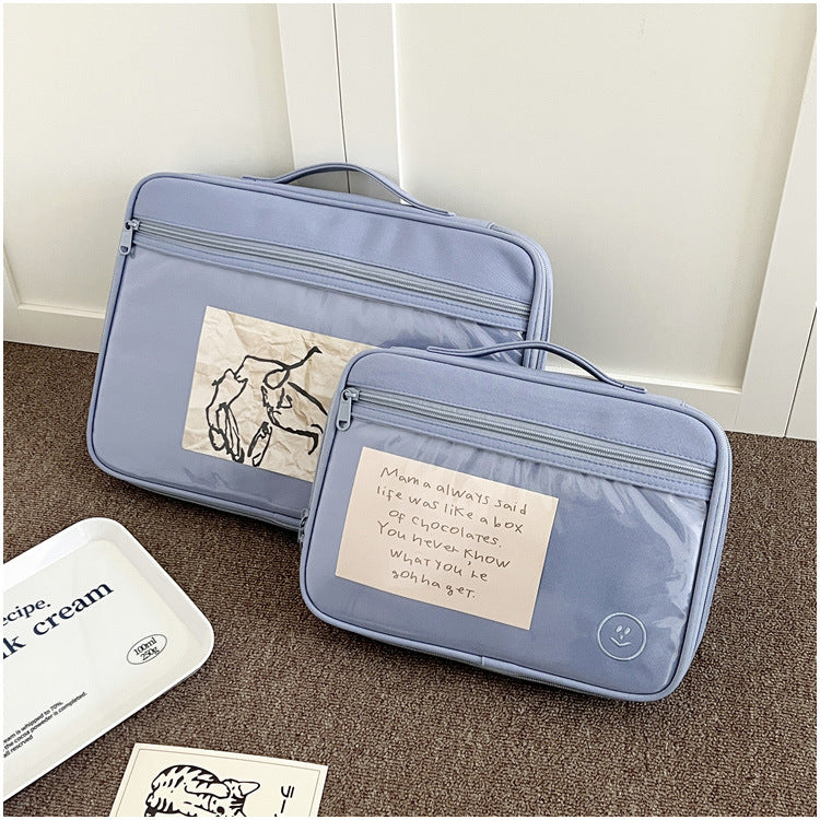 Classic Minimalist Pure Color Transparent iPad Laptop Bag, 11/13 inch iPad Sleeve, iPad Bag