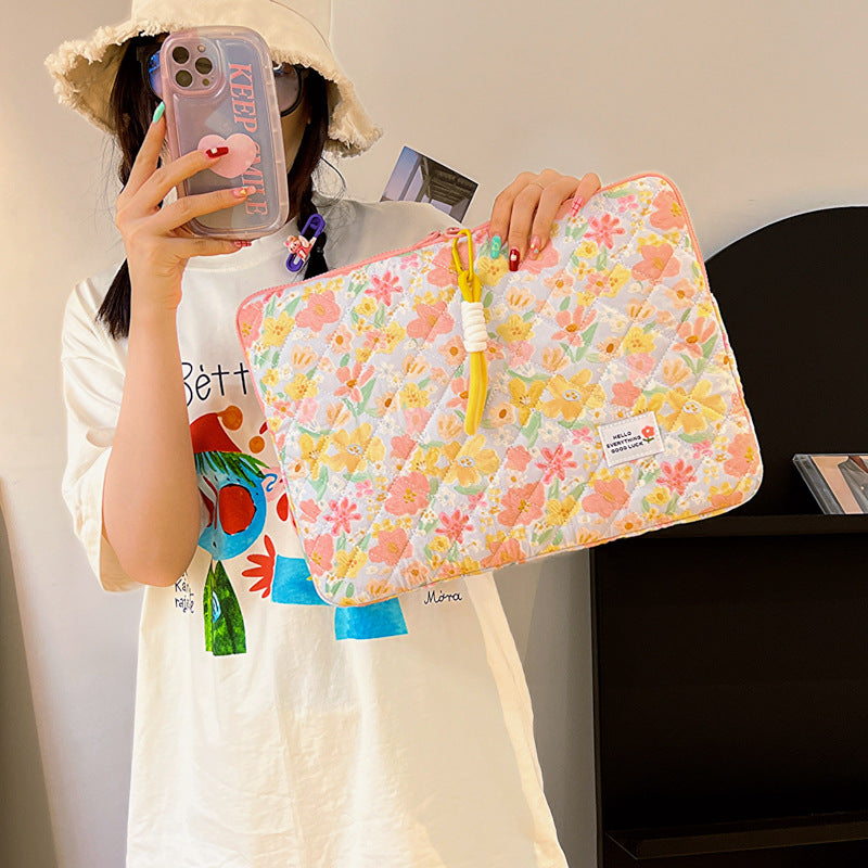 Cute Red&Yellow Floral Pink Daisy iPad Laptop Bag, 11/13/15inch iPad Sleeve, iPad Bag