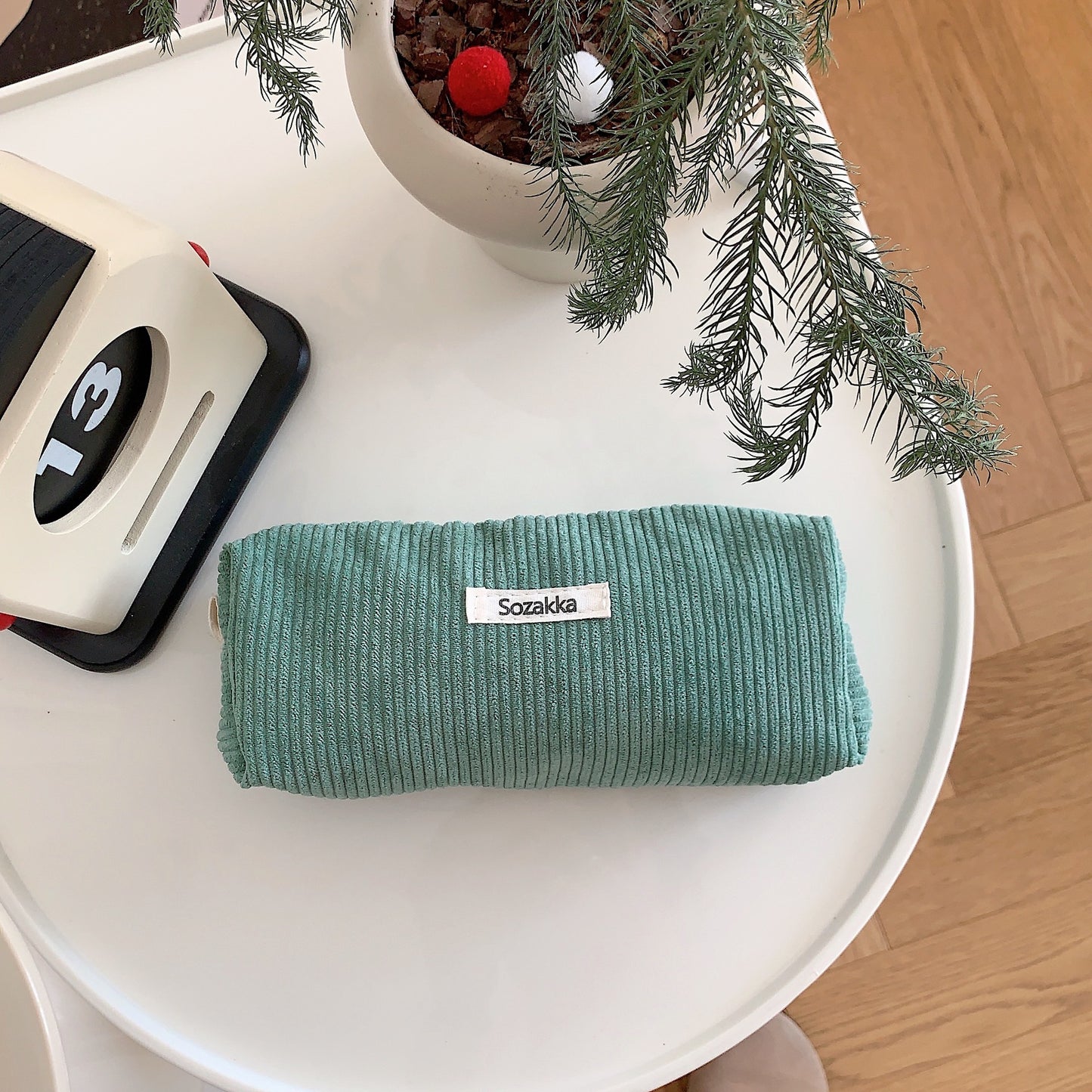 Cute Minimalist Classic Pure Color Corduroy Makeup Bag, Cosmetic Organizer, Makeup Toiletry Organizer, Travel Pouch, Cute Pencil Case
