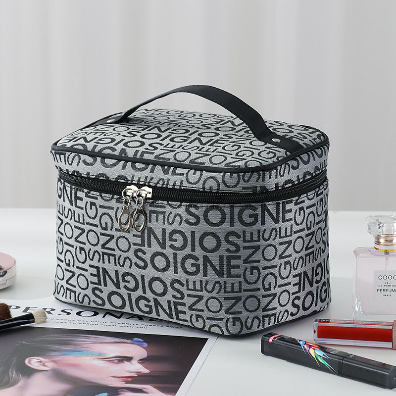 Fashion Letter Cosmetic Bag Korean Style Large Makeup Bag, Cosmetic Organizer, Makeup Toiletry Organizer, Large Capacity Makeup Bag