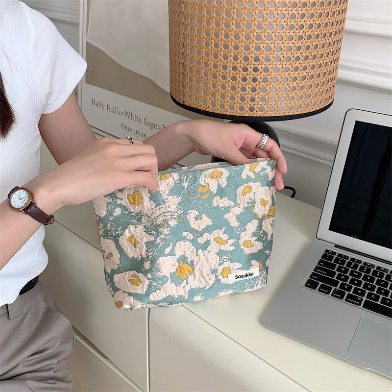 Cute Japanese Style Jacquard Elegant cosmetic bag Large, Large Capacity Makeup Bag