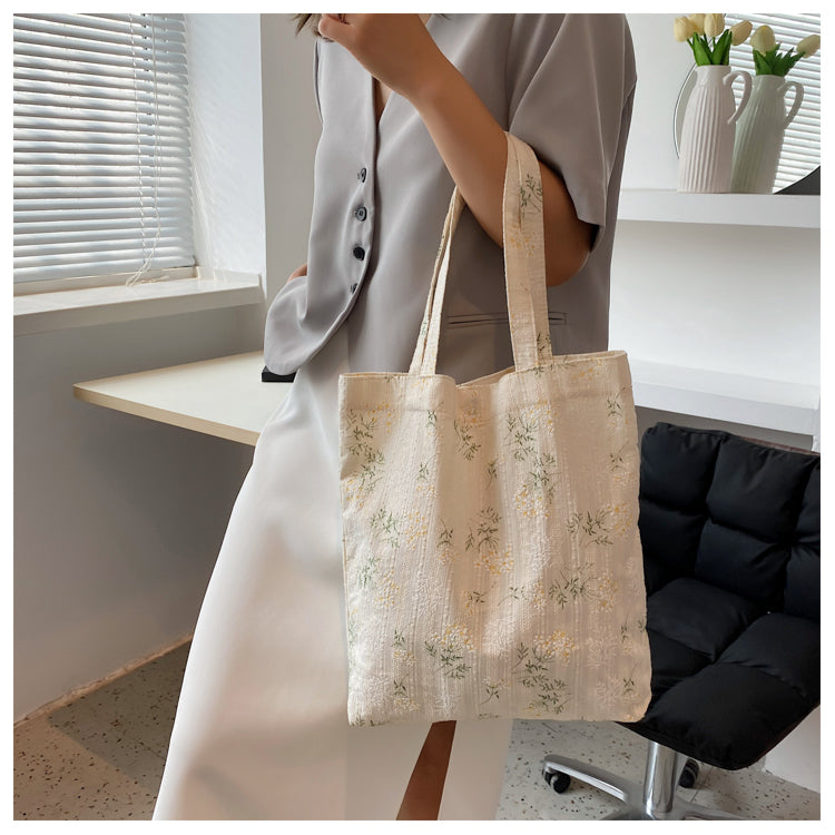 Cute Classic Minimalist Daisy Cotton Tote, Large Capacity Tote Bag, Cosmetic Tote, Essentials Shouder bag