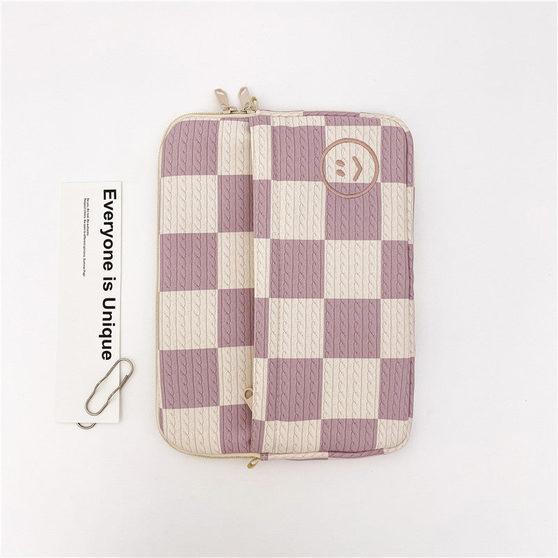 Classic Minimalist Checkboard Smiley Face iPad Laptop Bag, 11/13/15inch iPad Sleeve, iPad Bag