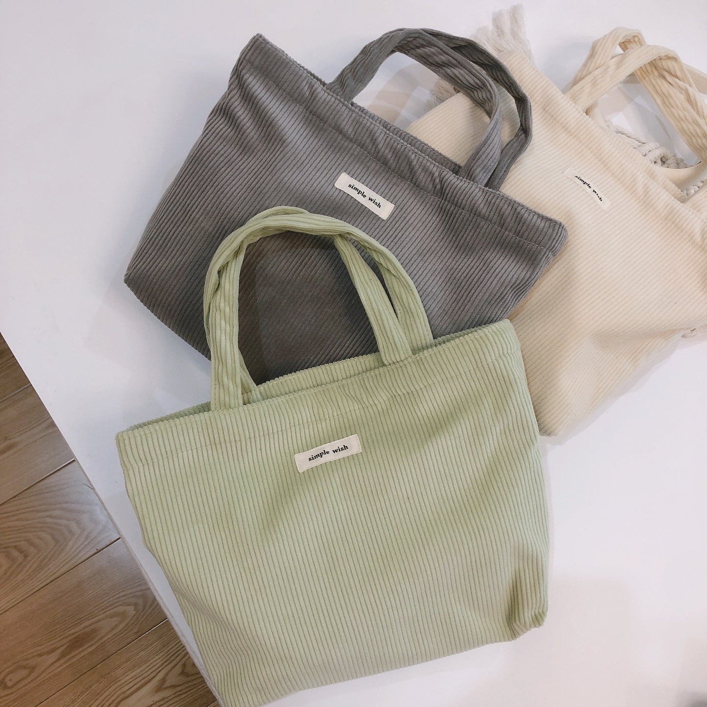 Classic Minimalist Pure Colors Corduroy Tote Bag, Large Capacity Tote Bag, Autumn Gift, Lunch Bag