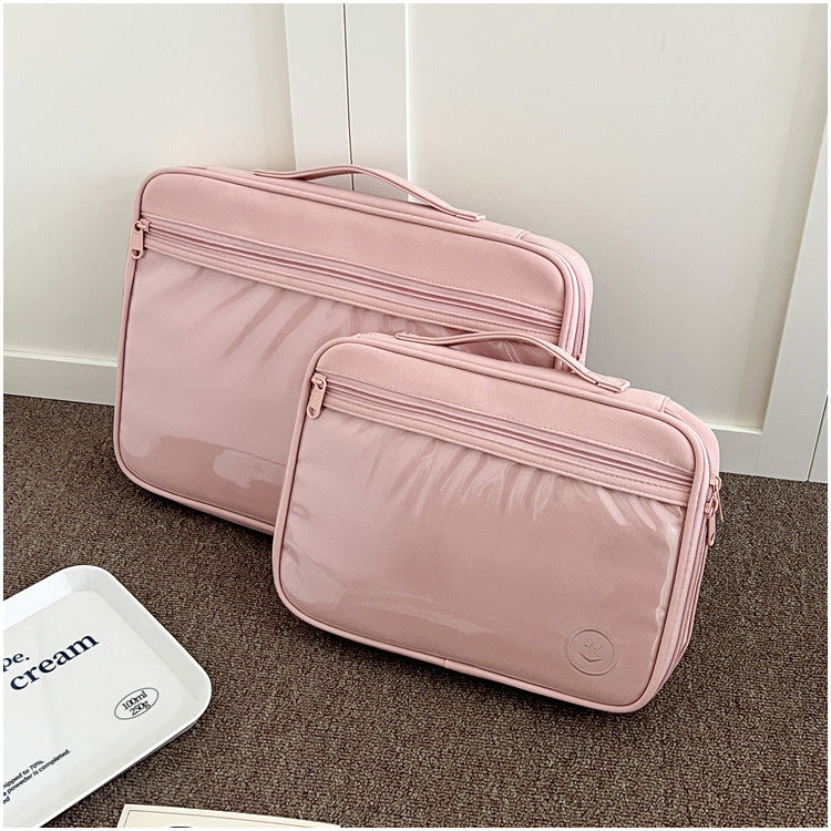 Classic Minimalist Pure Color Transparent iPad Laptop Bag, 11/13 inch iPad Sleeve, iPad Bag