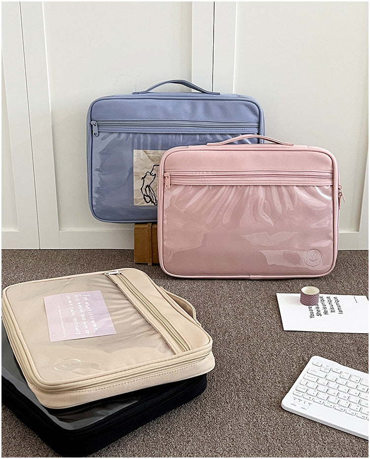 Classic Minimalist Pure Color Transparent iPad Laptop Bag, 11/13 inch iPad Sleeve, iPad Bag
