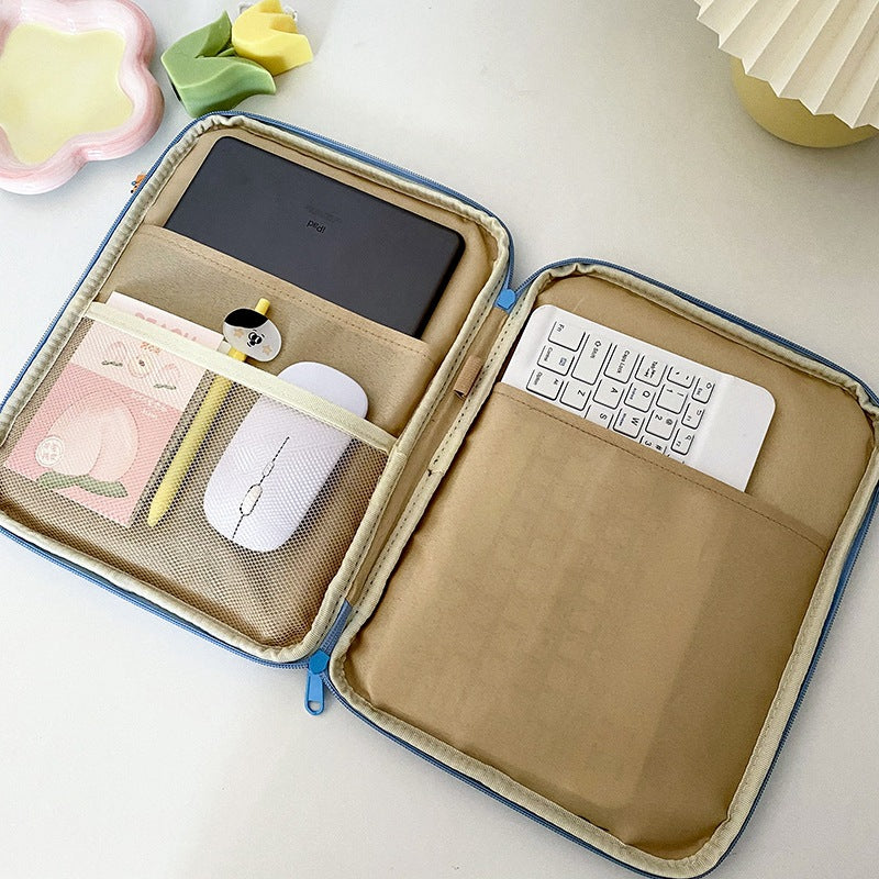 Classic Minimalist Pure Color Plaid iPad Laptop Bag, 11/13 inch iPad Sleeve, iPad Bag