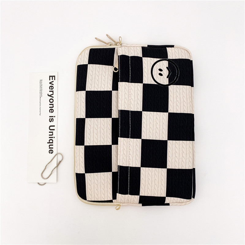 Classic Minimalist Checkboard Smiley Face iPad Laptop Bag, 11/13/15inch iPad Sleeve, iPad Bag