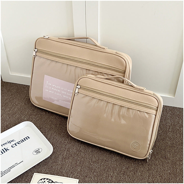 Classic Minimalist Pure Color Transparent iPad Laptop Bag, 11/13 inch iPad Sleeve, iPad Bag