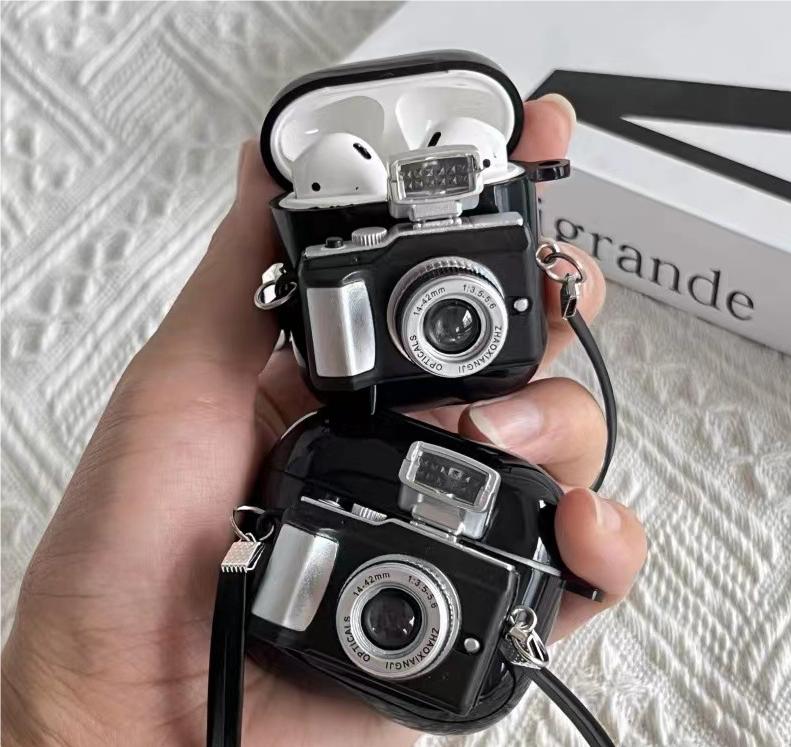 Retro 3d Black Pink White Yellow Airpods Case