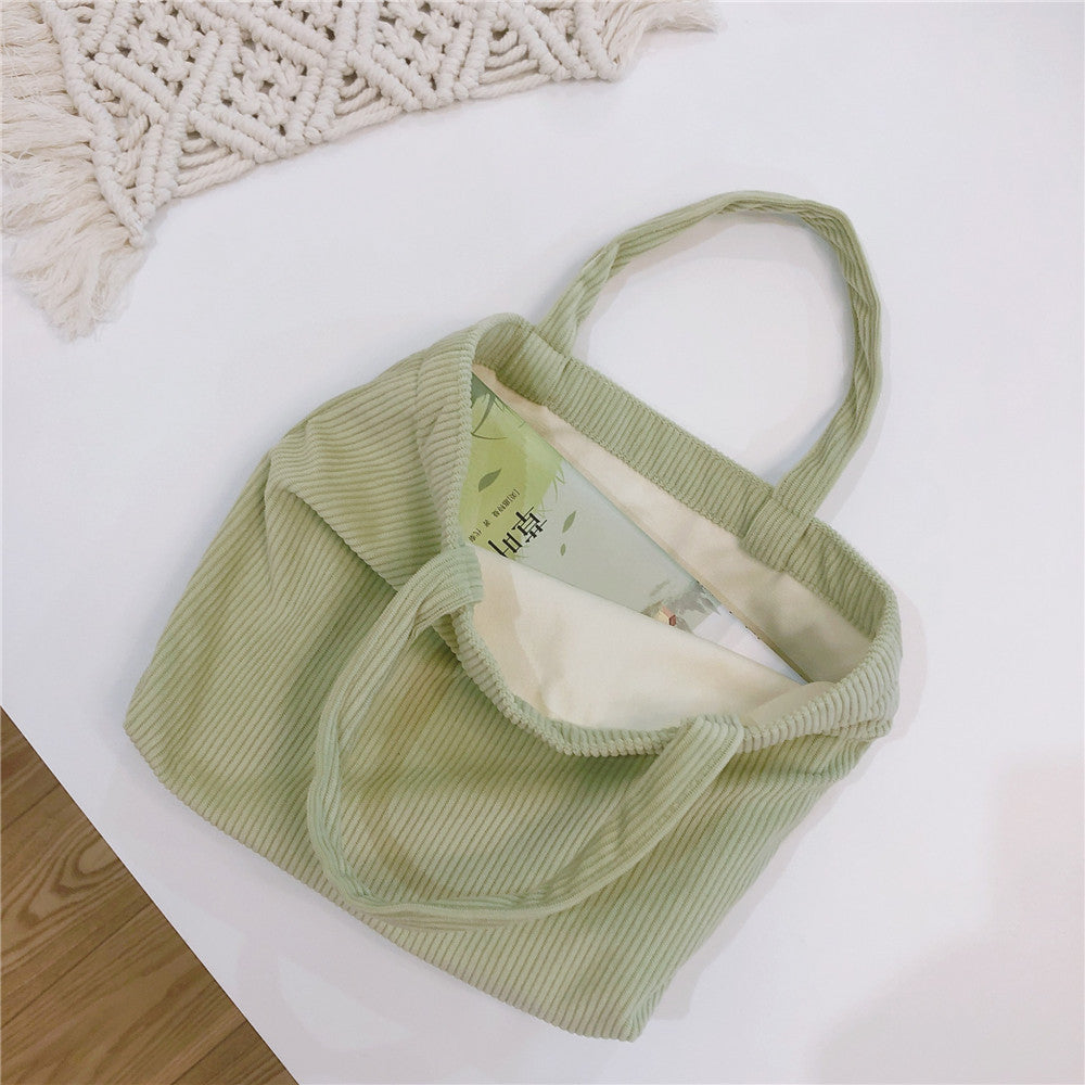 Classic Minimalist Pure Colors Corduroy Tote Bag, Large Capacity Tote Bag, Autumn Gift, Lunch Bag