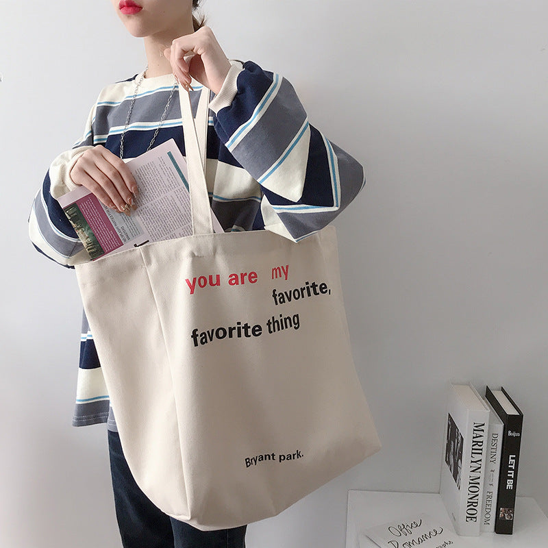 Minimalist Classic Letter large Capacity Canvas Tote bag- Vintage Tote bag-Womens Tote bag- Tote Bag-Gift For Her