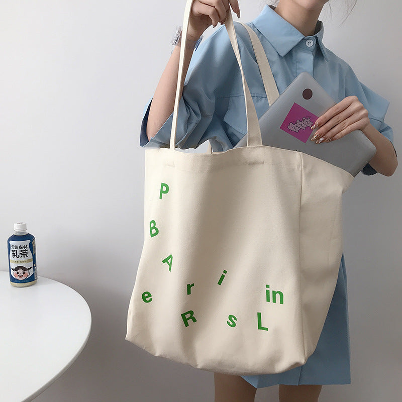 Minimalist Classic Letter large Capacity Canvas Tote bag- Vintage Tote bag-Womens Tote bag- Tote Bag-Gift For Her