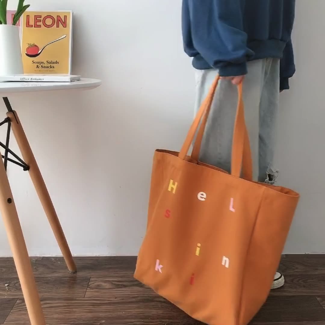 Minimalist Classic Letter large Capacity Canvas Tote bag- Vintage Tote bag-Womens Tote bag- Tote Bag-Gift For Her