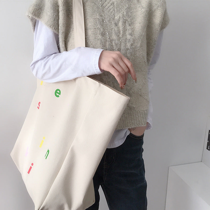 Minimalist Classic Letter large Capacity Canvas Tote bag- Vintage Tote bag-Womens Tote bag- Tote Bag-Gift For Her