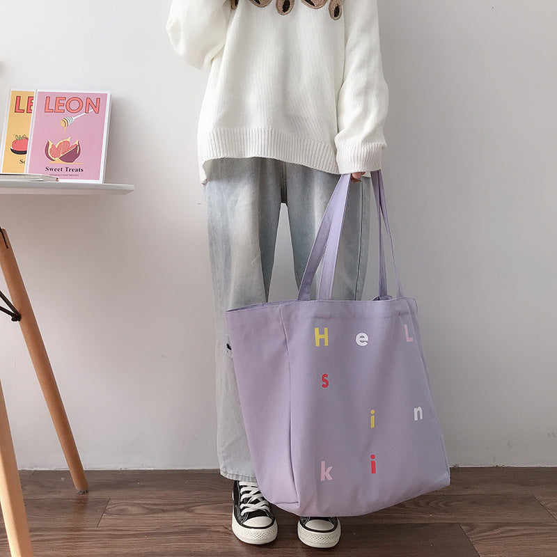 Minimalist Classic Letter large Capacity Canvas Tote bag- Vintage Tote bag-Womens Tote bag- Tote Bag-Gift For Her