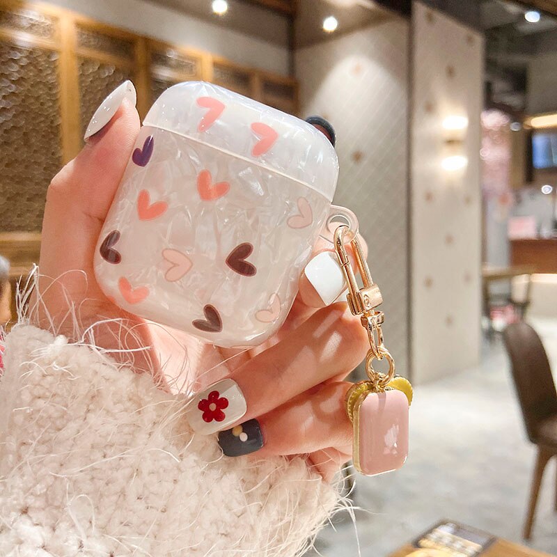 Cute Luxury Heart Shell Pattern TPU Earphone Case ForAirpods 1 2 Pro 3