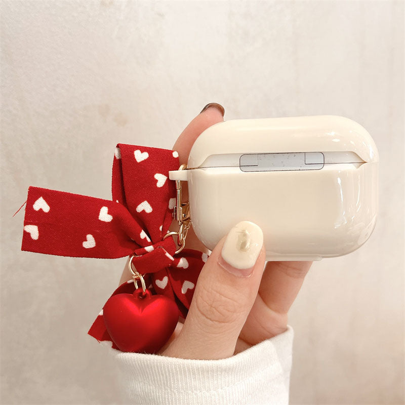 Vintage Red Love Heart Keychain For apple airpods 1 2 3 Pro Case Cover