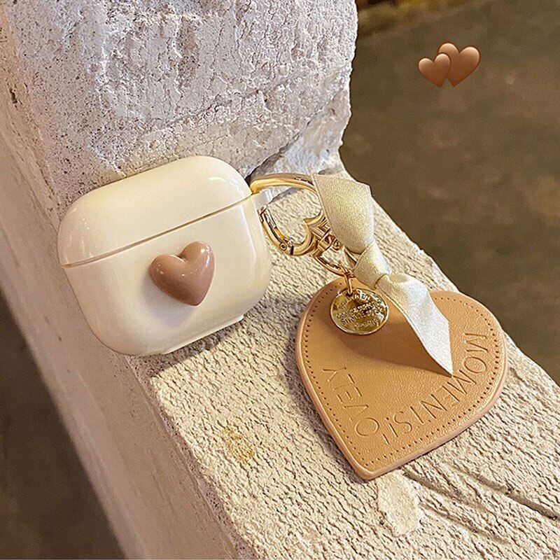 Vintage Red Love Heart Keychain For apple airpods 1 2 3 Pro Case Cover