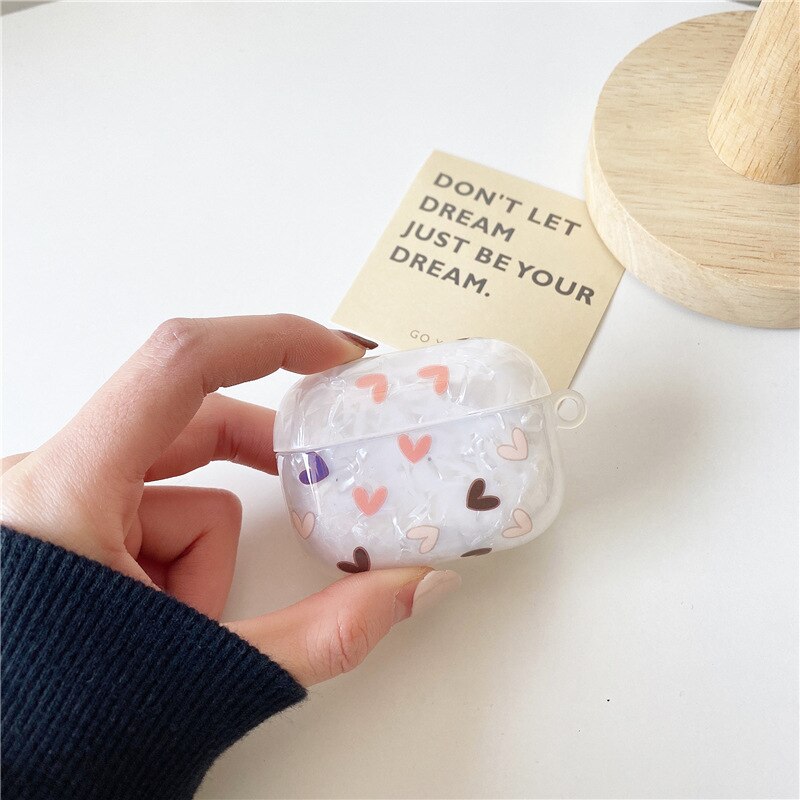 Cute Luxury Heart Shell Pattern TPU Earphone Case ForAirpods 1 2 Pro 3