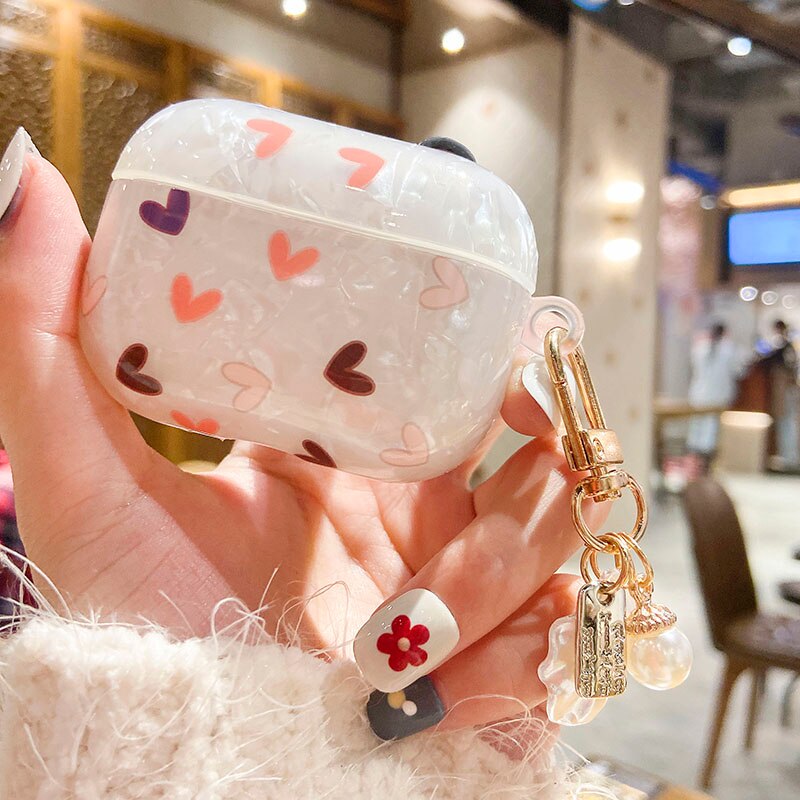 Cute Luxury Heart Shell Pattern TPU Earphone Case ForAirpods 1 2 Pro 3