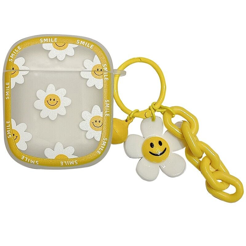 Korean Flower Cute Daisy Pendant Keyring Headphone Case for Air Pods 12 3 Soft Earphone Cover