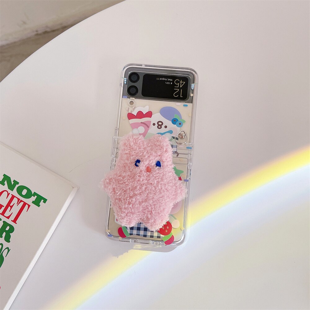 Cute Cartoon Smile Flower Wrist Chain Case For ZFlip 3-5 Bracket Pearl Bracelet Cover