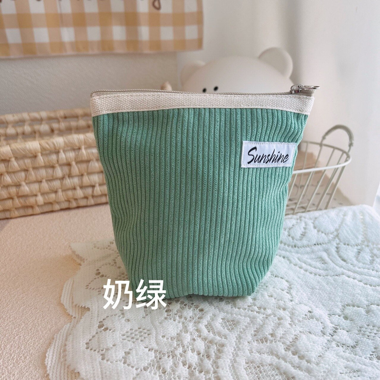 Small Cosmetic Bags Outside Portable Corduroy Clutch Makeup Coin Purse