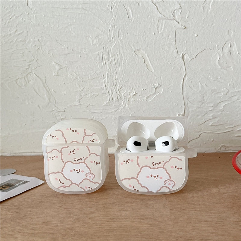 Stacked Lines Little Bear For AirPods 1 2 pro 3rd Generation Silicone Soft Cover