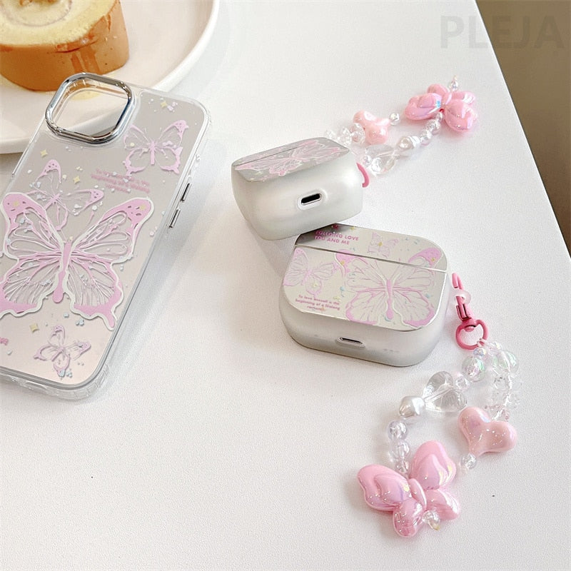 Pink Butterfly Airpods Case for AirPods 1 2 3