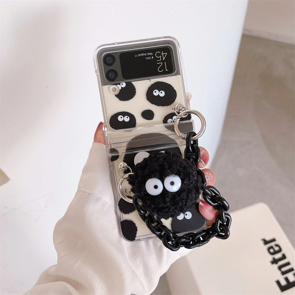 Cute Cartoon Smile Flower Wrist Chain Case For ZFlip 3-5 Bracket Pearl Bracelet Cover