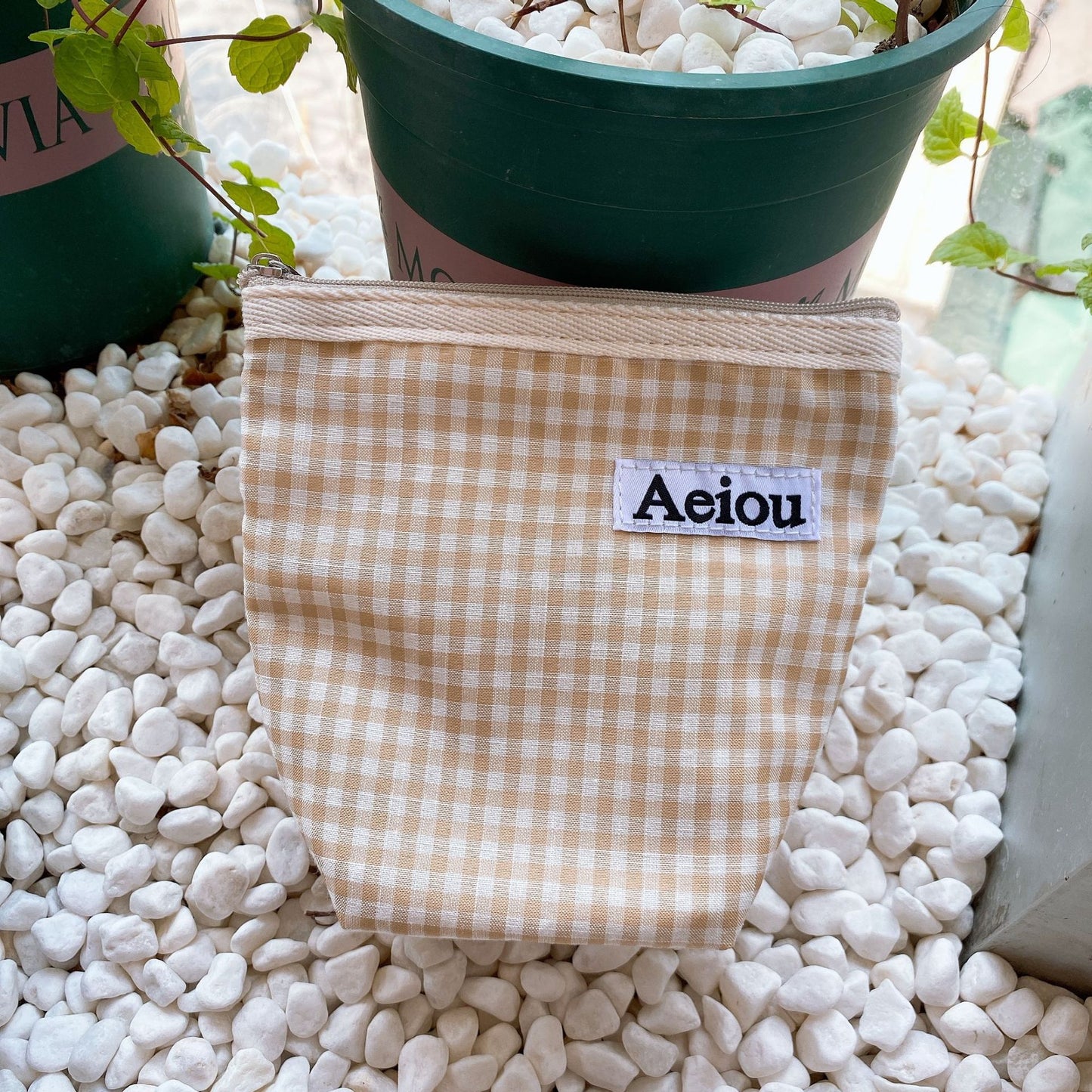 Ins Designer Canvas Mini Plaid Cosmetic Bags Lipstick Eyeshadow Eyeliner Portable Makeup Zipper Case Women's Fashion Coin Pouch