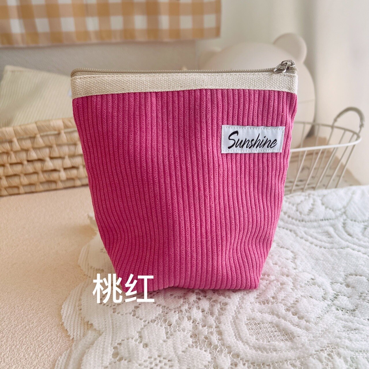 Small Cosmetic Bags Outside Portable Corduroy Clutch Makeup Coin Purse
