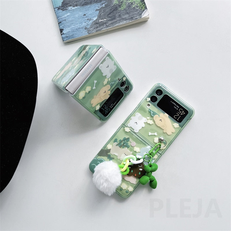 Cute Pompom Pendant Samsung Galaxy Z Flip 4 3 Case