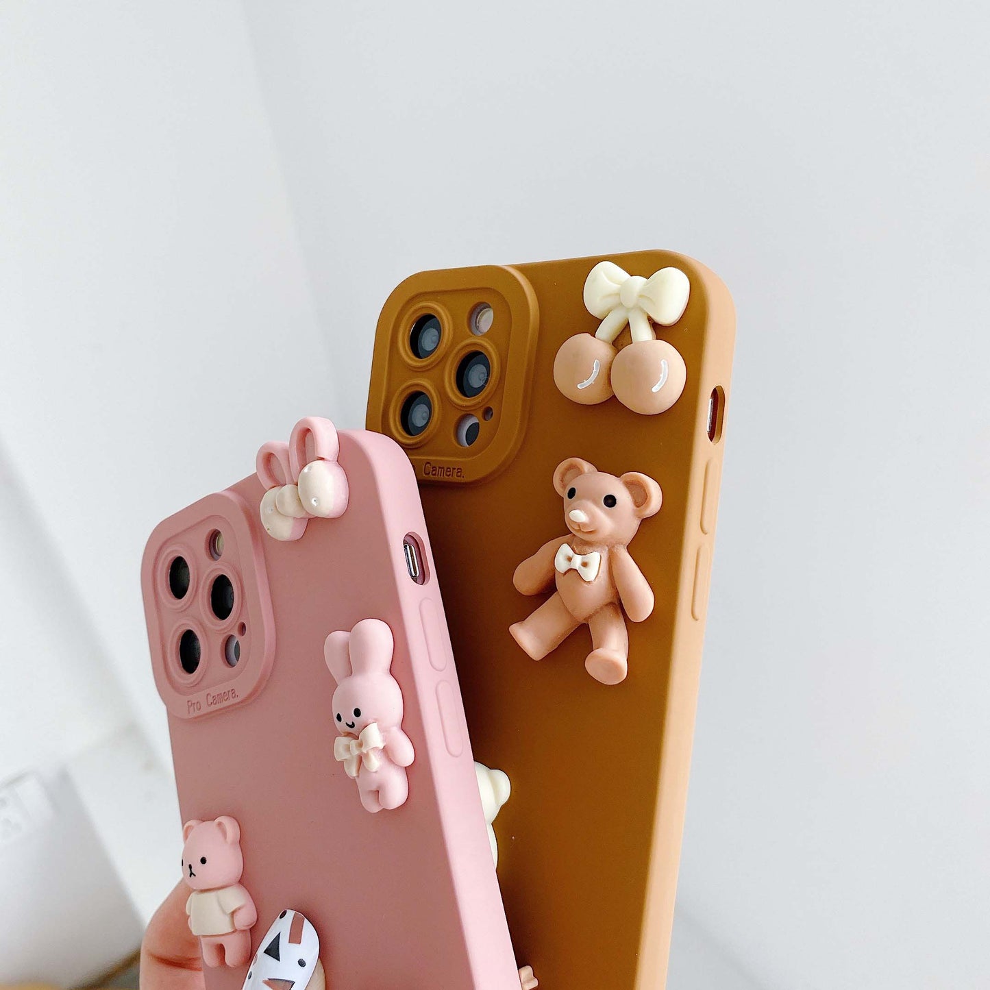 3D Bears Phone Cases for iPhone 6- 12 13 14 15 Pro Max Soft Silicon Back Cover Case