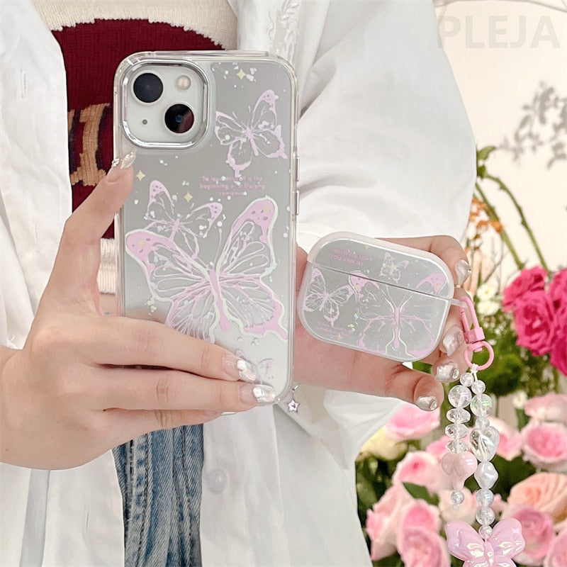Pink Butterfly Airpods Case for AirPods 1 2 3