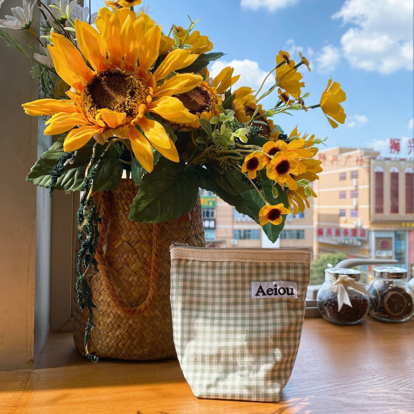 Ins Designer Canvas Mini Plaid Cosmetic Bags Lipstick Eyeshadow Eyeliner Portable Makeup Zipper Case Women's Fashion Coin Pouch