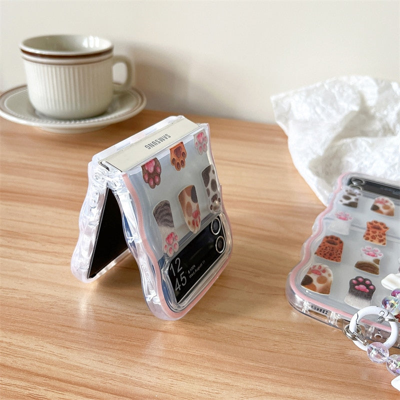 Cute Cartoon Cat Claws Samsung Galaxy Z Flip 5 4 3 Case