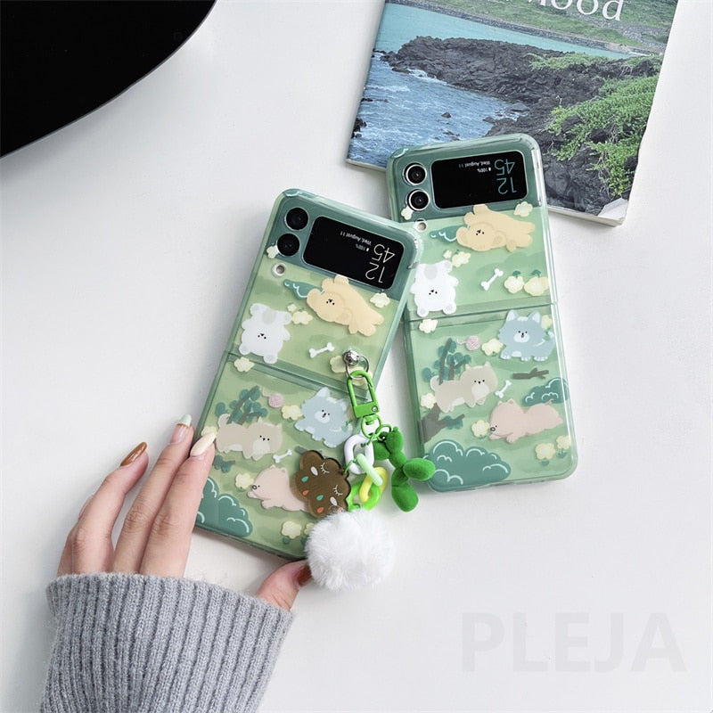 Cute Pompom Pendant Samsung Galaxy Z Flip 4 3 Case