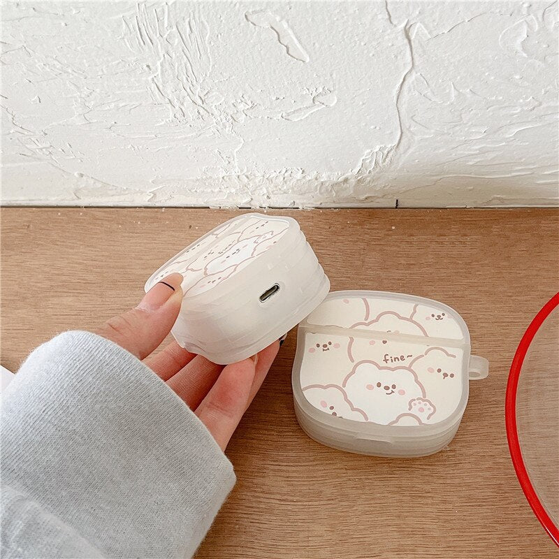 Stacked Lines Little Bear For AirPods 1 2 pro 3rd Generation Silicone Soft Cover