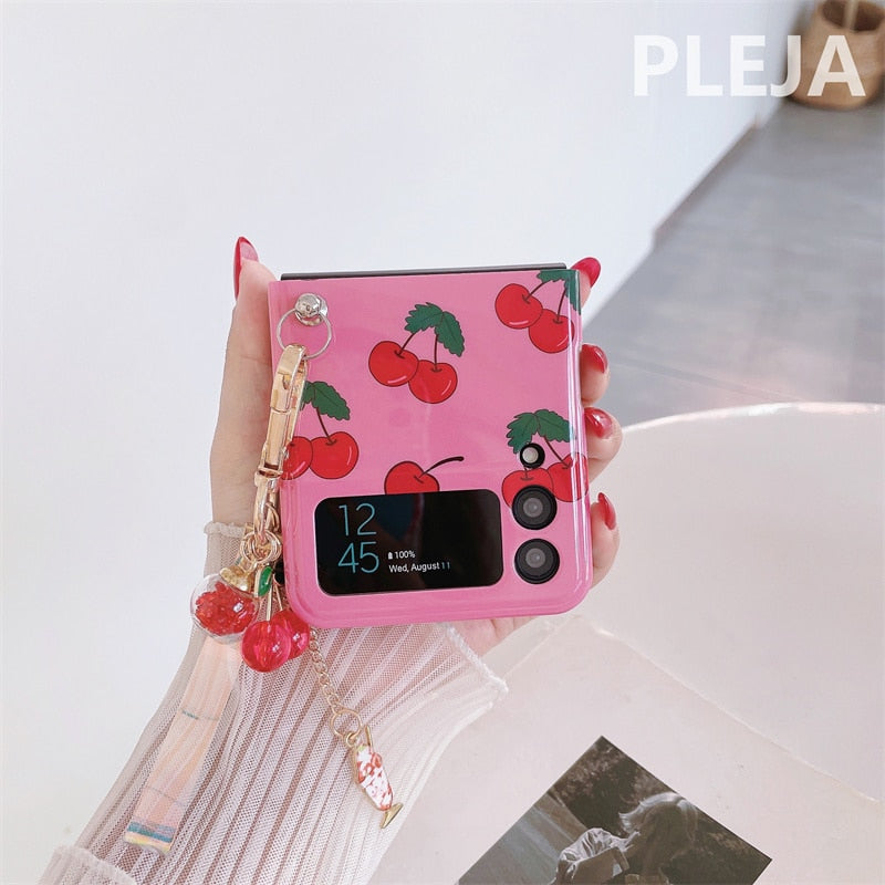 Cute Cherry Pendant Samsung Galaxy Z Flip 4 3 Case