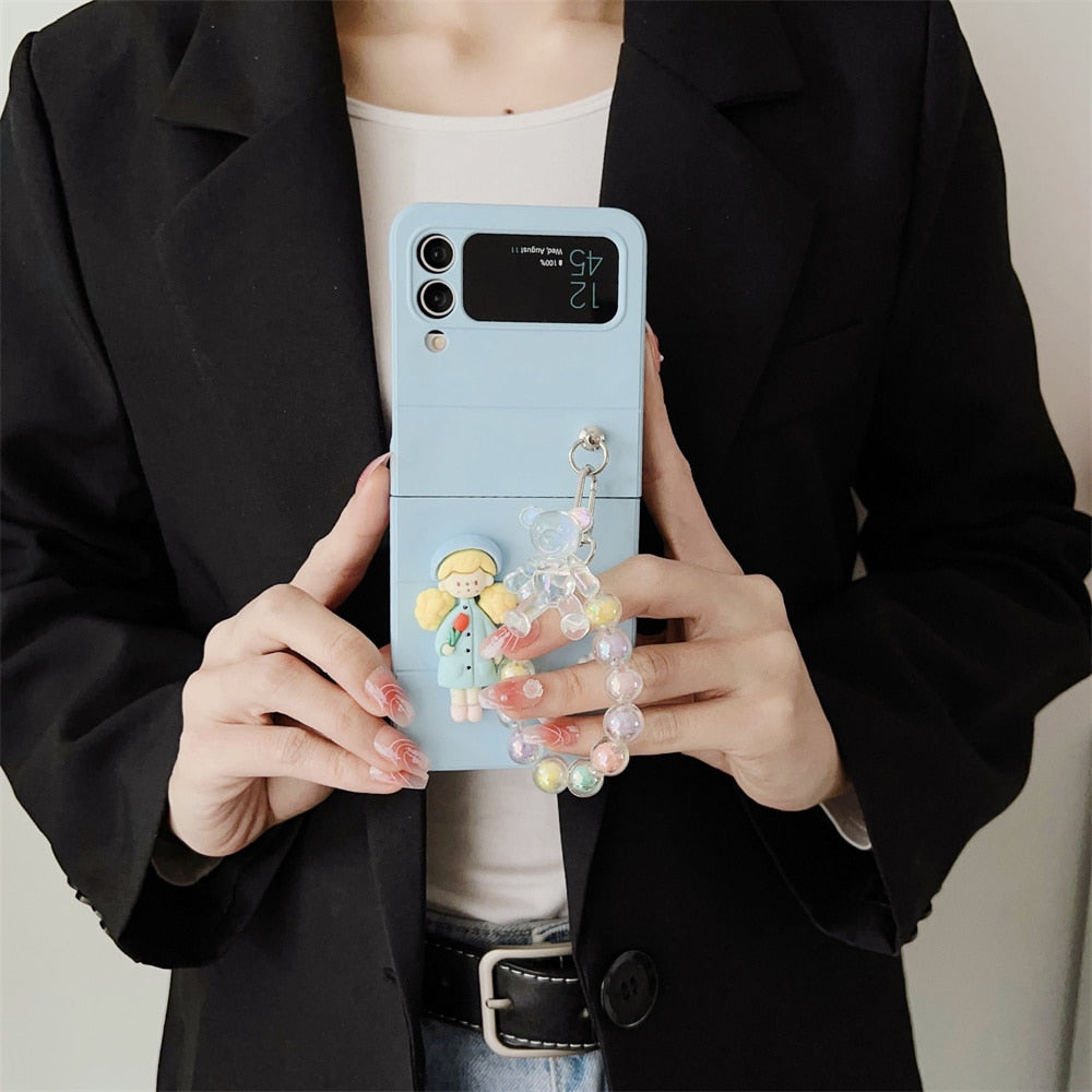 Cute Cartoon 3D Bear Samsung Galaxy Z Flip 5 4 3 Case