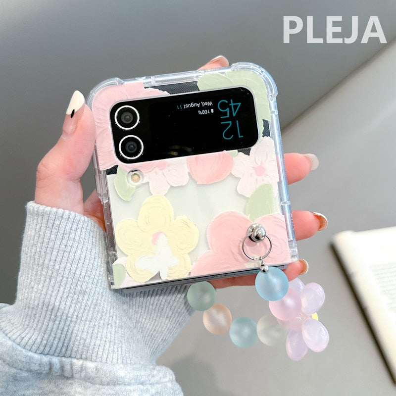 Cute Bell Flower Pendant Chain Samsung Galaxy Z Flip 4 3 Case