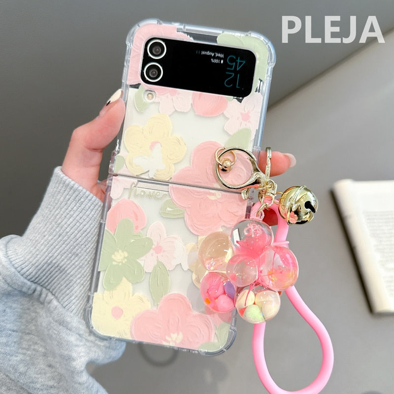Cute Bell Flower Pendant Chain Samsung Galaxy Z Flip 4 3 Case
