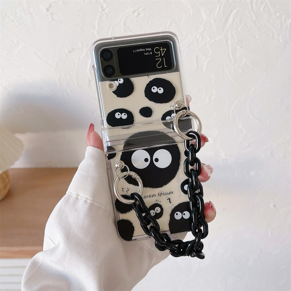 Cute Cartoon Smile Flower Wrist Chain Case For ZFlip 3-5 Bracket Pearl Bracelet Cover