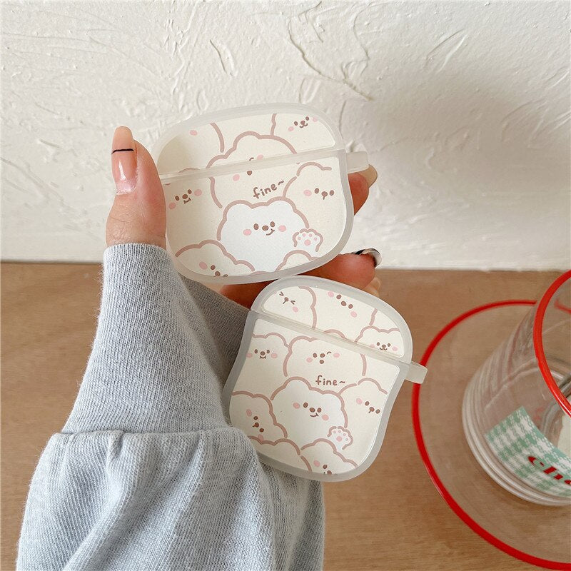 Stacked Lines Little Bear For AirPods 1 2 pro 3rd Generation Silicone Soft Cover