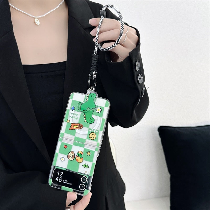 Korean Cute Cartoon Magnetic Mag safe Case For Samsung Galaxy Z Flip 4 3