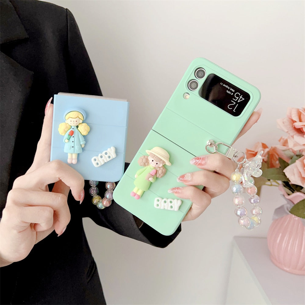 Cute Cartoon 3D Bear Samsung Galaxy Z Flip 5 4 3 Case